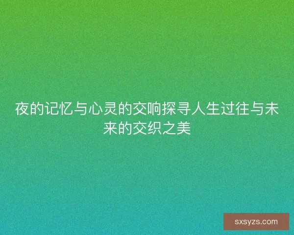 夜的记忆与心灵的交响探寻人生过往与未来的交织之美