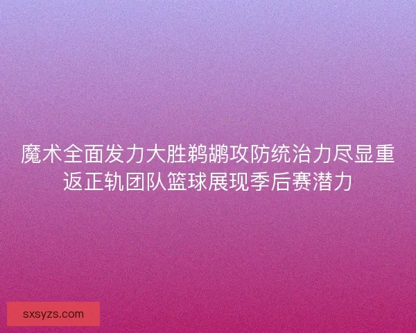 魔术全面发力大胜鹈鹕攻防统治力尽显重返正轨团队篮球展现季后赛潜力 魔术全面发力大胜鹈鹕攻防统治力尽显重返正轨团队篮球展现季后赛潜力