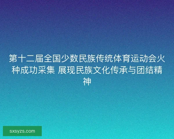 第十二届全国少数民族传统体育运动会火种成功采集 展现民族文化传承与团结精神