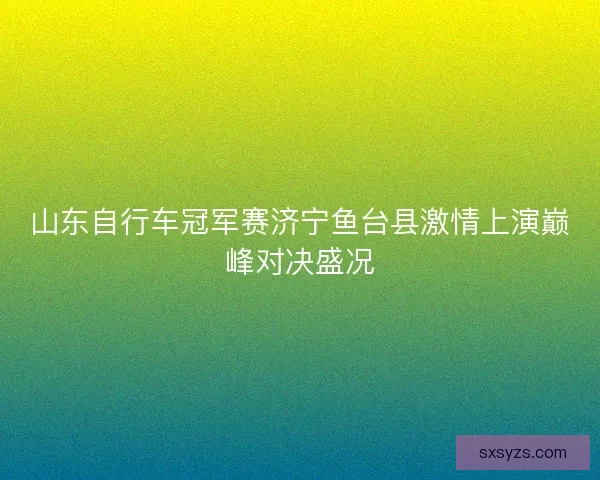 山东自行车冠军赛济宁鱼台县激情上演巅峰对决盛况