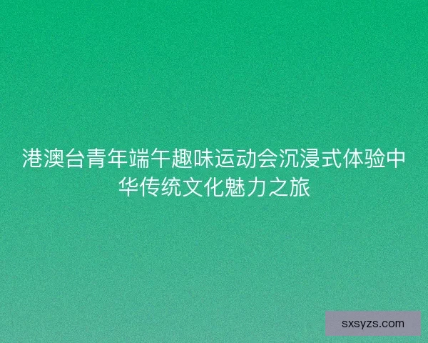 港澳台青年端午趣味运动会沉浸式体验中华传统文化魅力之旅