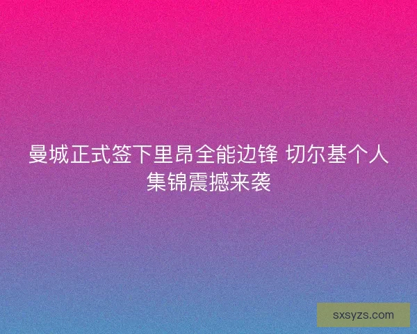 曼城正式签下里昂全能边锋 切尔基个人集锦震撼来袭